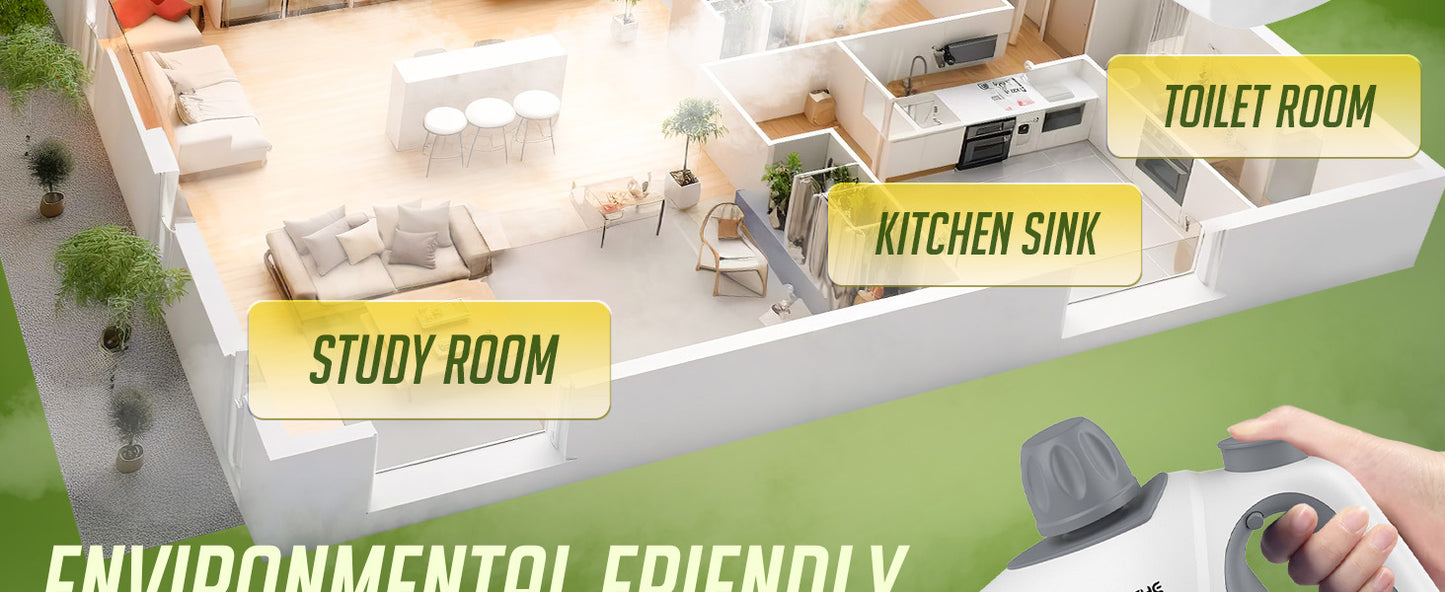 Multi-Surface Handheld Steam Cleaner with 11-Pieces Accessories, 15.2OZ All Natural Pressurized Steamer for Cleaning, Multipurpose Steam Cleaner for Home to Clean Floor , Grout, Tile, Grease and More