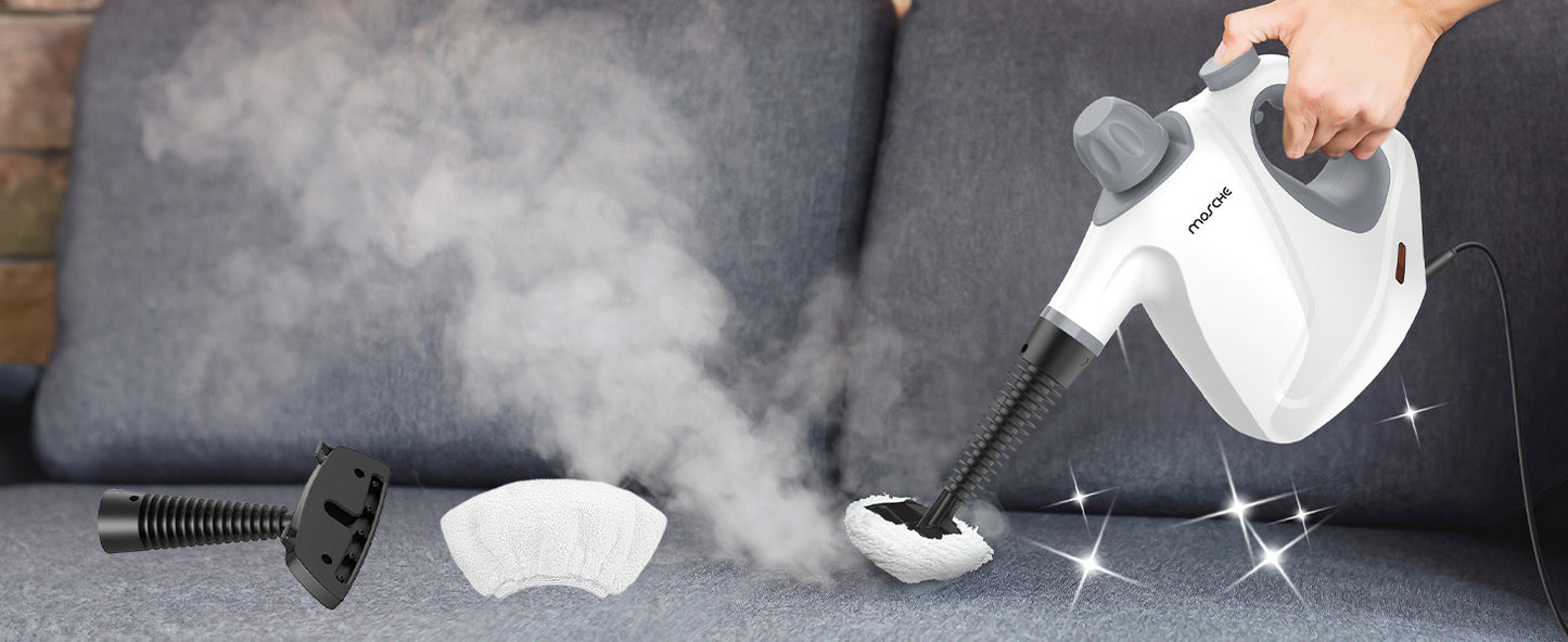 Multi-Surface Handheld Steam Cleaner with 11-Pieces Accessories, 15.2OZ All Natural Pressurized Steamer for Cleaning, Multipurpose Steam Cleaner for Home to Clean Floor , Grout, Tile, Grease and More