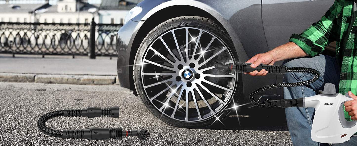 Multi-Surface Handheld Steam Cleaner with 11-Pieces Accessories, 15.2OZ All Natural Pressurized Steamer for Cleaning, Multipurpose Steam Cleaner for Home to Clean Floor , Grout, Tile, Grease and More