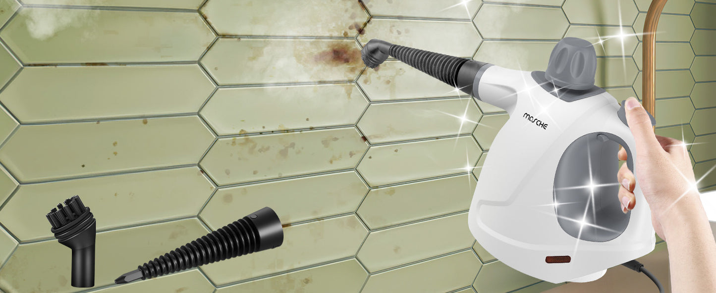 Multi-Surface Handheld Steam Cleaner with 11-Pieces Accessories, 15.2OZ All Natural Pressurized Steamer for Cleaning, Multipurpose Steam Cleaner for Home to Clean Floor , Grout, Tile, Grease and More