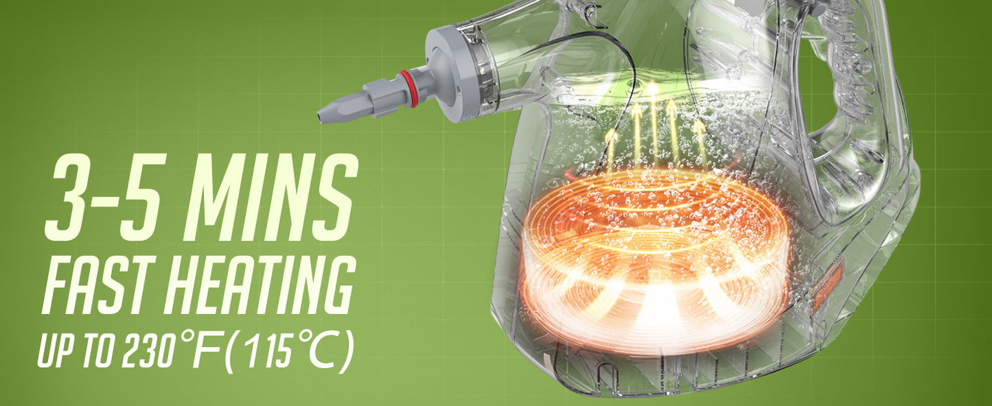 Multi-Surface Handheld Steam Cleaner with 11-Pieces Accessories, 15.2OZ All Natural Pressurized Steamer for Cleaning, Multipurpose Steam Cleaner for Home to Clean Floor , Grout, Tile, Grease and More